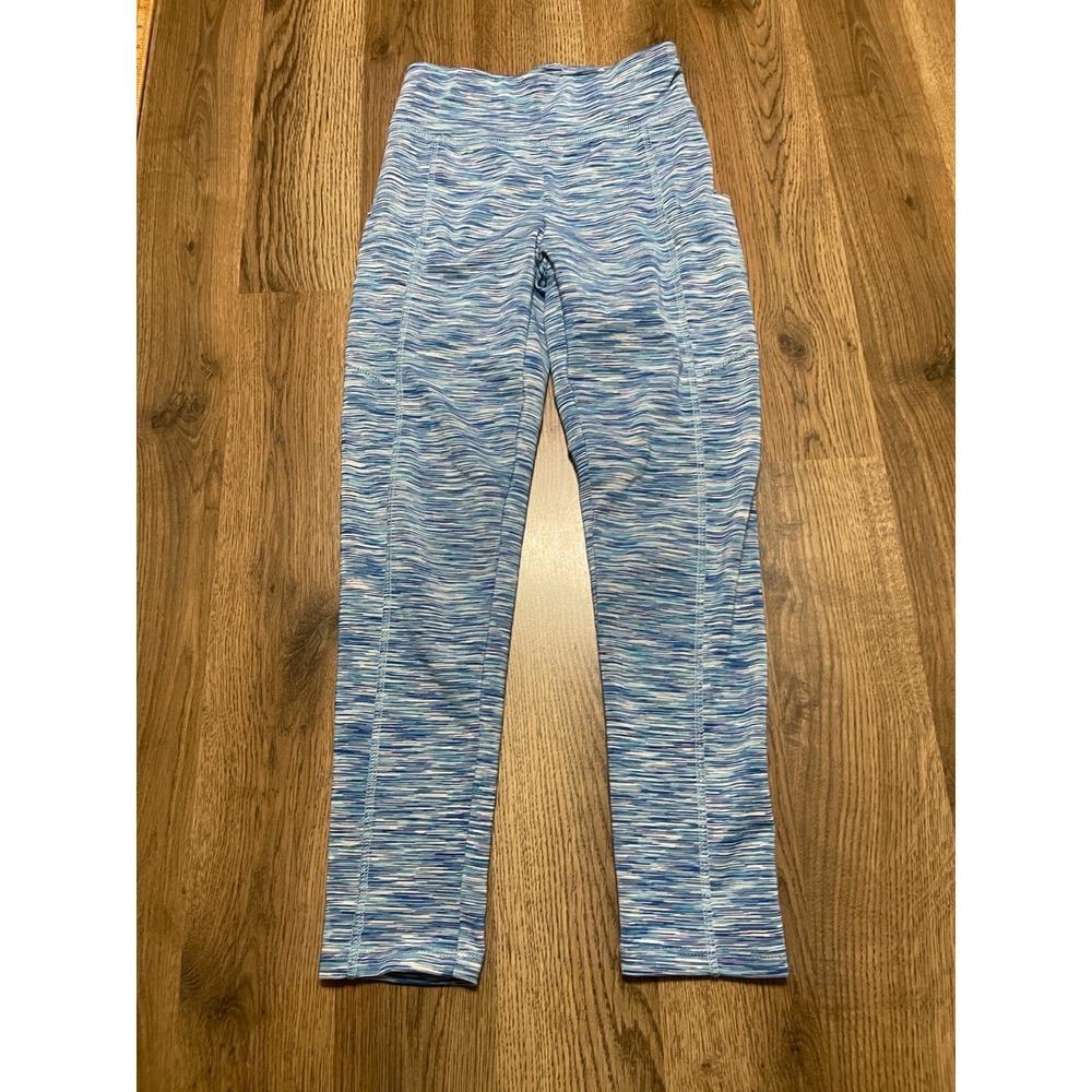 Runway Pants, Youth Girls Size Medium, White Blue, Leggings, Pull On